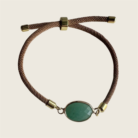 BRACELET BEIGE MIX AND MATCH NYLON PIERRE D’AVENTURINE (couleur verte)