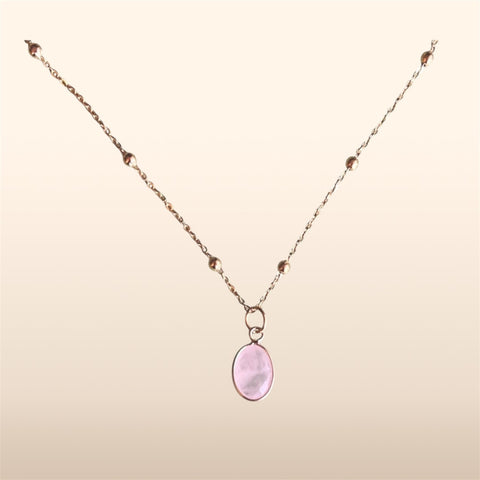 COLLIER ORIANE MÉDAILLON QUARTZ ROSE