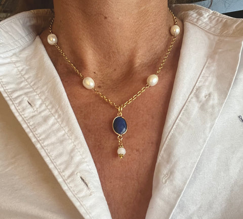 COLLIER POESIE BLEU LAPIS-LAZULI