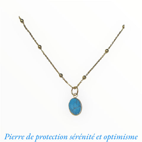 COLLIER ORIANE MÉDAILLON TURQUOISE