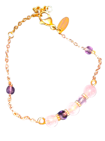 BRACELET EN QUARTZ ROSE ET FLUORITE DOUCE ROSEE